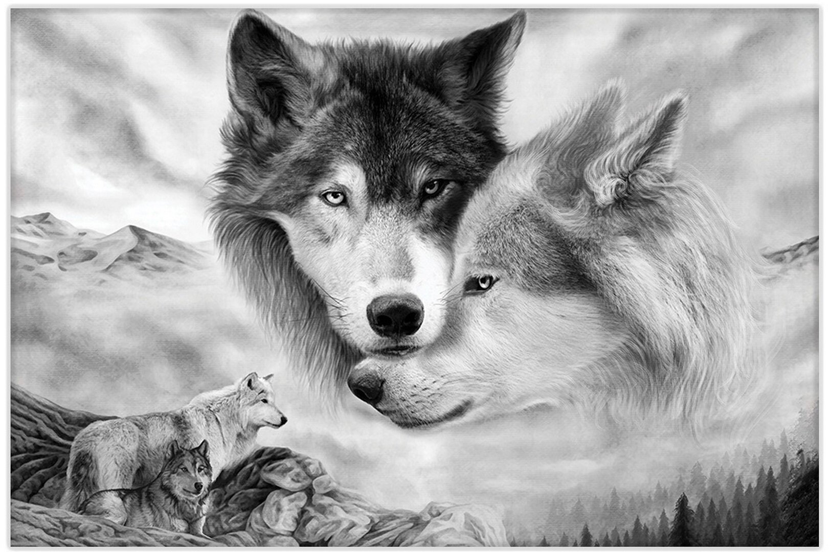 Картина на холсте Волчья верность 110х70 см