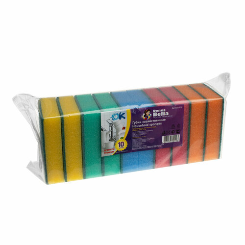 Губки для мытья посуды Премиум (10 шт/уп) Мск Donna-Bella 1579099 Г16