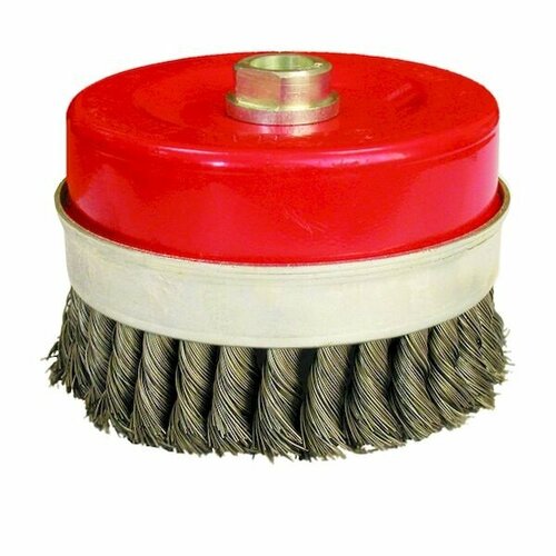 Щетка-крацовка для УШМ, усиленная, крученная проволока, чашка, Hobbi, диаметр 125 мм.