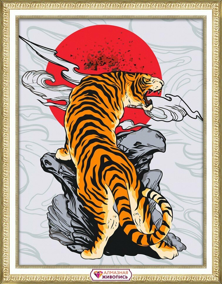 Японский тигр #АЖ-4135 Алмазная живопись Набор алмазная мозаика 30 х 40 см