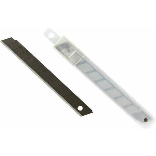 лезвия для канцелярского ножа сегментные усиленные 18 мм 10 шт в футляре Лезвие Лезвие запасное для ножей эконом 9мм, 10 упаковок по 10 шт. в каждой, пластиковый футляр