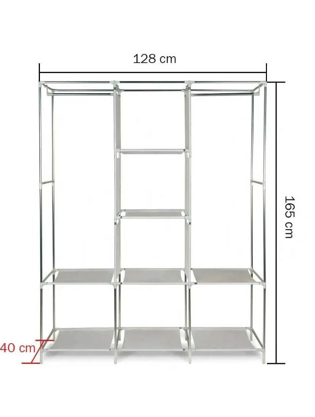 Складной каркасный тканевый шкаф Storage Wardrobe (Бежевый) - фотография № 4