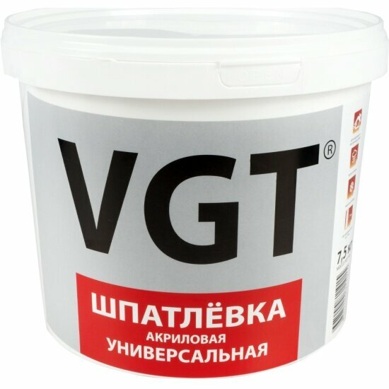 Шпатлевка универсальная для наружных и внутренних работ Vgt (ВГТ), акриловая, 7,5 кг