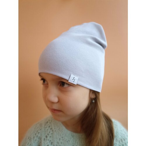 фото Шапка бини , размер 48-52, серый just joy kids