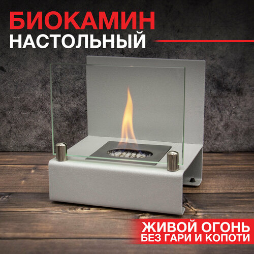 Настольный биокамин SteelHeat ERIKA серый топливный блок для биокамина русский огонь 500 мм