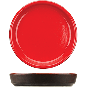 Тарелка «Кармин» с бортом Модус; керамика; D=11см; красный, черный, Dymov, QGY - 175408