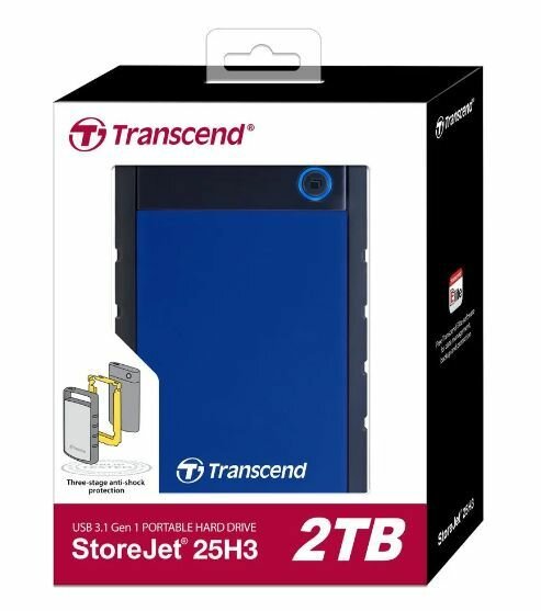 Внешний жесткий диск TRANSCEND StoreJet 25H3 , 2Тб, синий - фото №10