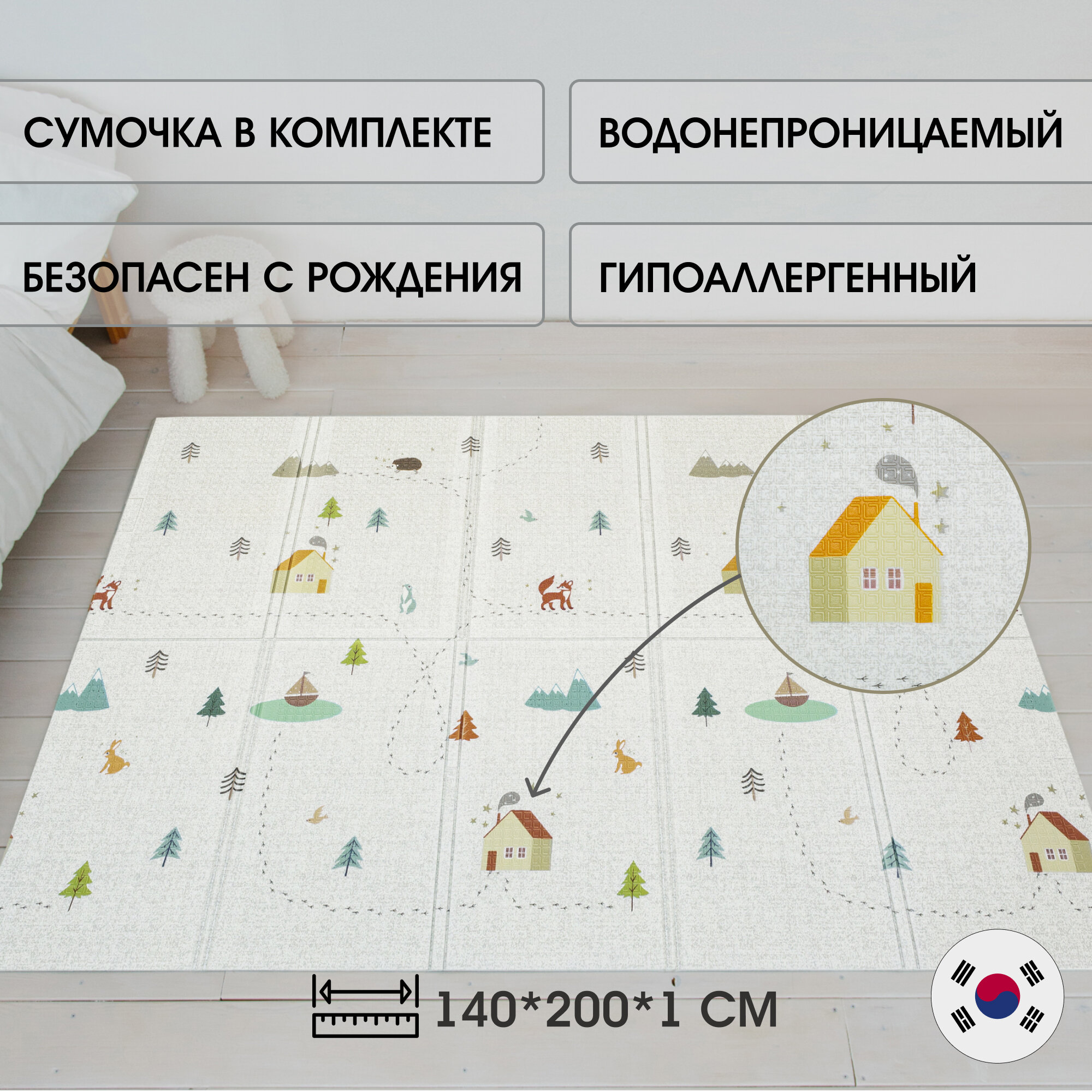 Портативный коврик Portable 140x200x1 см, Лес чудес