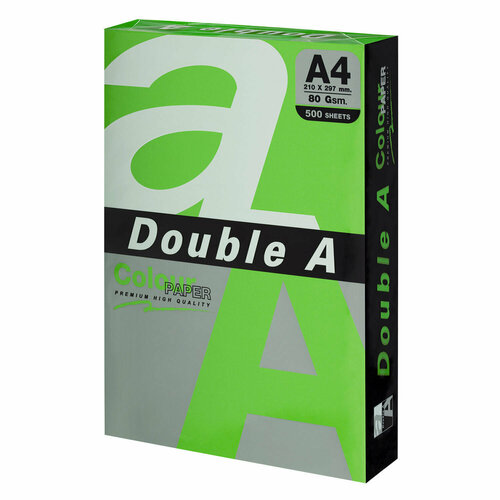 Бумага цветная DOUBLE A, А4, 80 г/м2, 500 л, интенсив, зелёная
