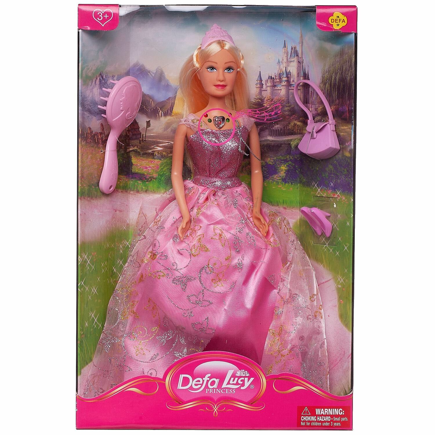 Кукла Defa Lucy Принцесса в розовом платье в наборе с игровыми предметами, 29 см 8239d/розовое