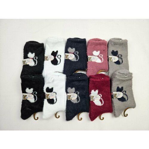 фото Женские носки кушан средние, утепленные, 10 пар, размер 37-41, мультиколор