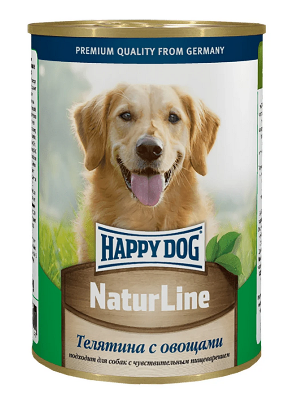 Влажный корм для собак Happy Dog NaturLine, телятина, с овощами 12 шт. х 410 г