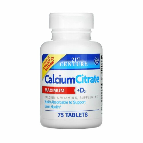 21st Century Calcium Citrate + D3 75 таблеток