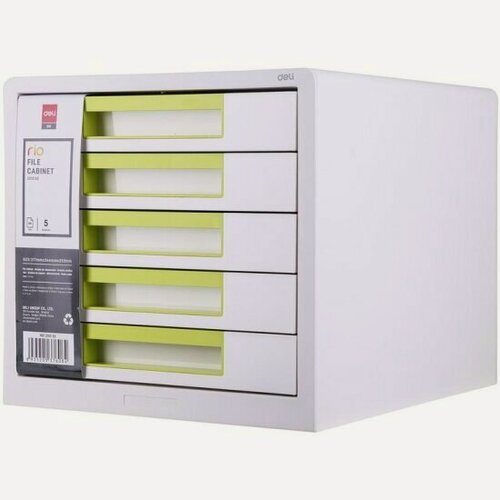 Изображение товара Бокс Deli с выдвижными лотками Rio EZ01053, 5 выдвиж лотков A4 бело-зеленый