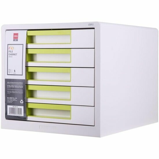 Бокс Deli с выдвижными лотками Rio EZ01053 5 выдвиж лотков A4 бело-зеленый