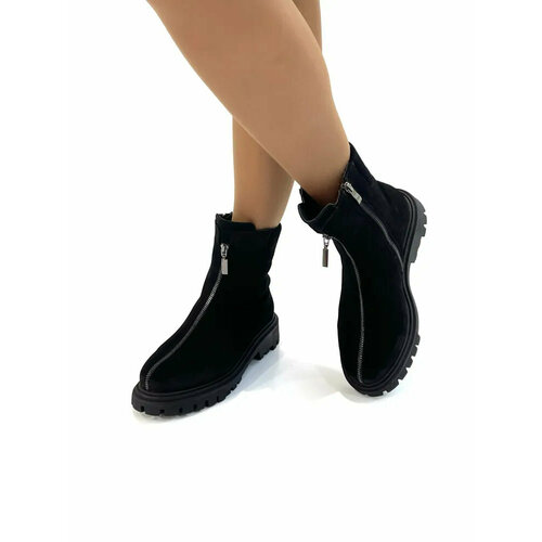 Ботинки  La Grandezza 908-1Z, зимние, натуральная замша, полнота 6, нескользящая подошва, размер 36, черный