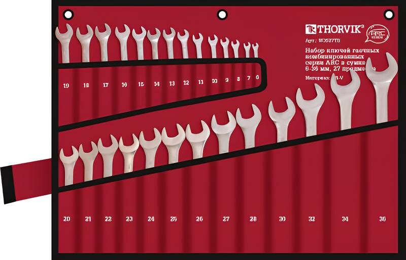 Набор ключей гаечных комбинированных серии ARC в сумке, 6-36 мм, 27 предметов Thorvik W3S27TB
