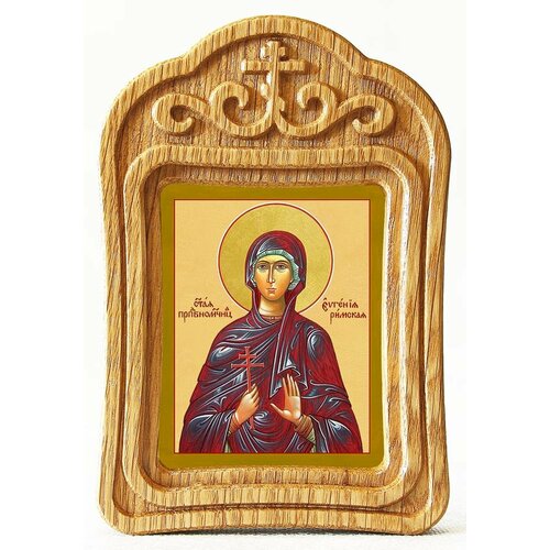 Преподобномученица Евгения Римская, икона в резной деревянной рамке