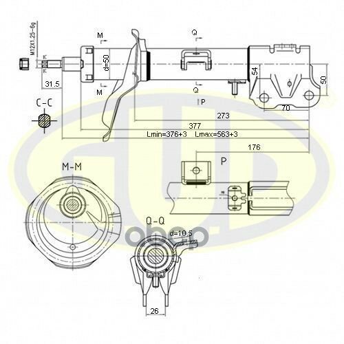 Амортизатор Пер L (Стойка) Cit C-Crosser 07-/Mit Outlander Ii 06-/Pgt 4007 07- G.U.D арт. GSA339081