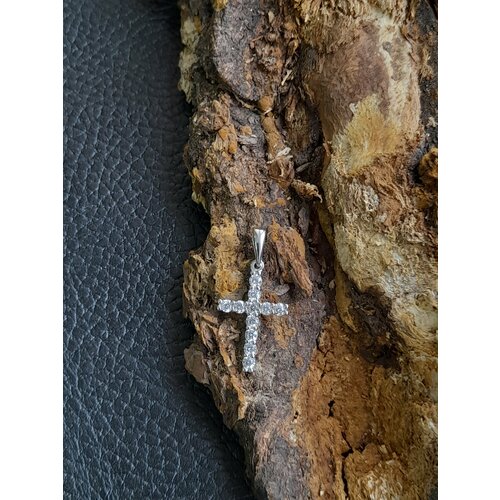 Славянский оберег, крестик VitaCredo, серебро, 925 проба, оксидирование, фианит, размер 2 см.