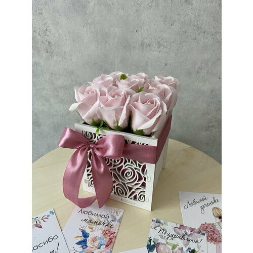 Цветы из мыла Букет из 9 мыльных роз искусственные для декора в доме подарок день рождения
