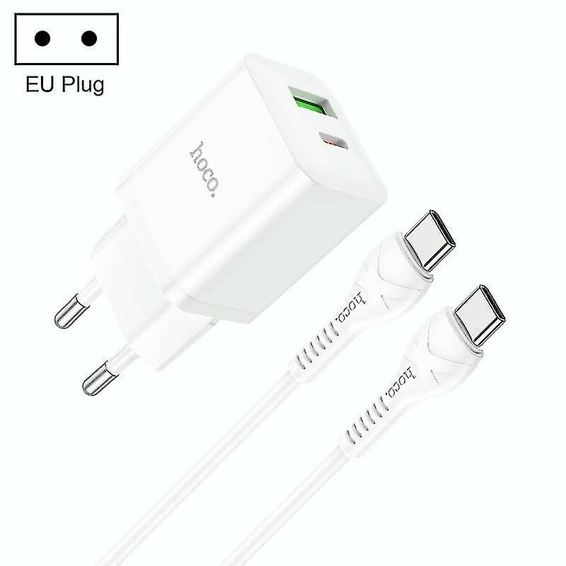 Зарядное устройство Hoco N28 Founder (USB-C PD20W + USB QC3.0) + Кабель Type-C to Type-C 1 m Белый