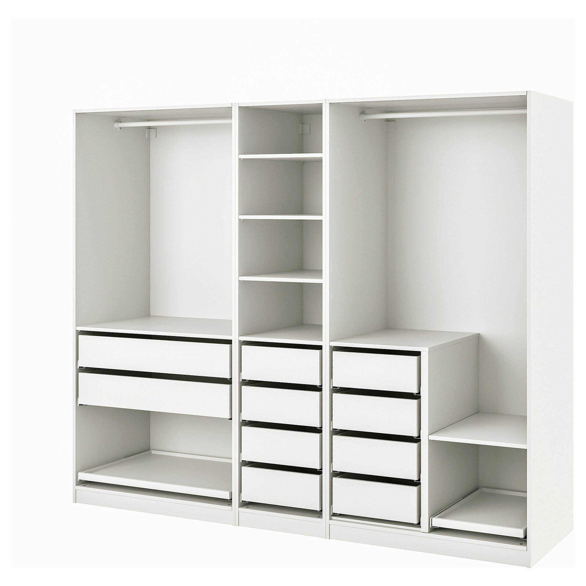 фото Гардероб Пакс PAX IKEA (комбинация) с 10 ящиками 250x58x236 см белый