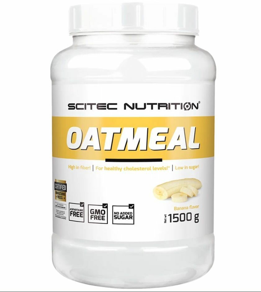 Каша быстрого приготовления Овсяные Хлопья Scitec Nutrition Oatmeal 1500 г. Банан