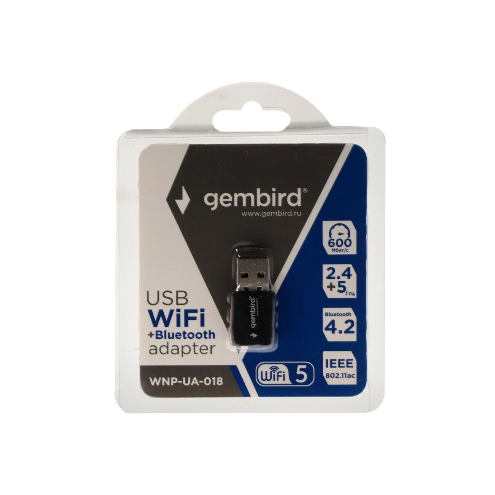 Адаптер сетевой Gembird WiFi, BT двухдиапазонный мини, 600 Мбит, USB, 802.11b/a/g/n/ac - фото №4