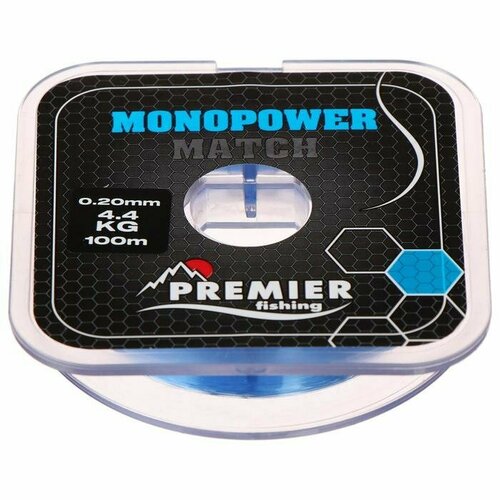фото Леска preмier fishing monopower мatch, диаметр 0.2 мм, тест 4.4 кг, 100 м, голубая (комплект из 10 шт) premier fishing