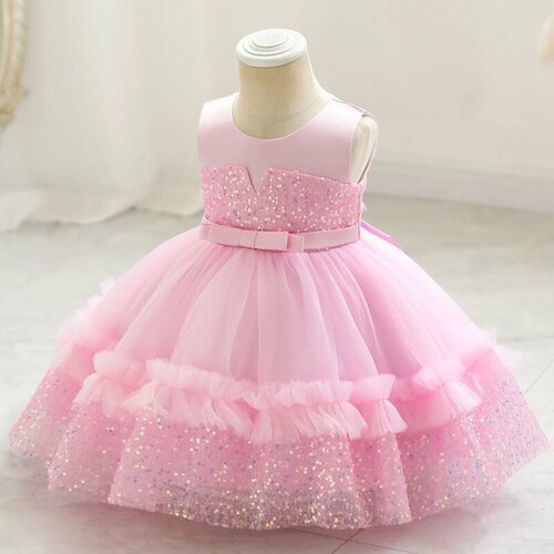 Платье нарядное, размер 90, розовый