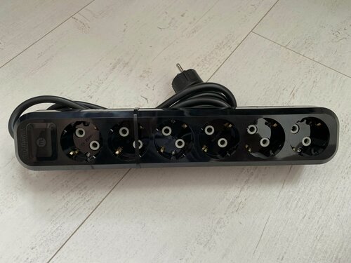 Изображение товара Удлинитель бытовой 6 розеток, 11.0 метров с заземлением, 16А (Черный)