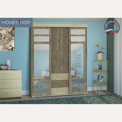 Изображение товара Шкаф-купе Лазар ЛДСП корпус дуб белый, фасад дуб серый-дуб белый, 180х50х210