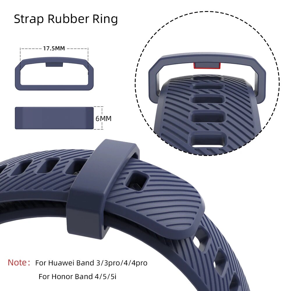 Фиксирующее кольцо для ремешка смарт-часов Huawei Honor Band 3 штуки, размеры и цвета в ассортименте — фото 1