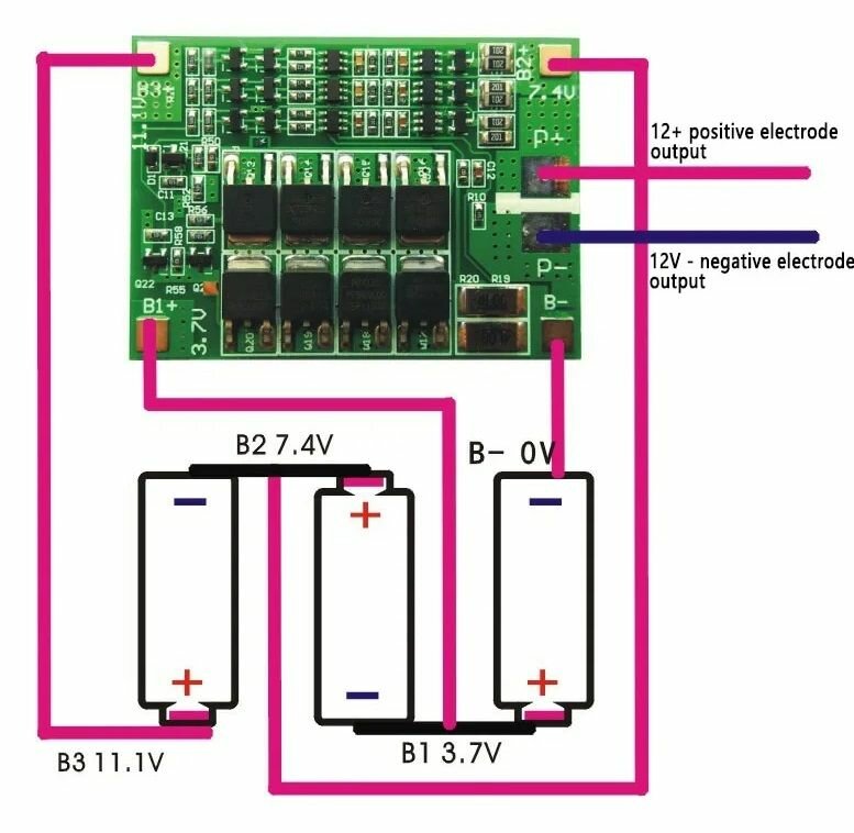 Контроллер заряда Li-Ion АКБ BMS 3S 40А 12V с балансиром
