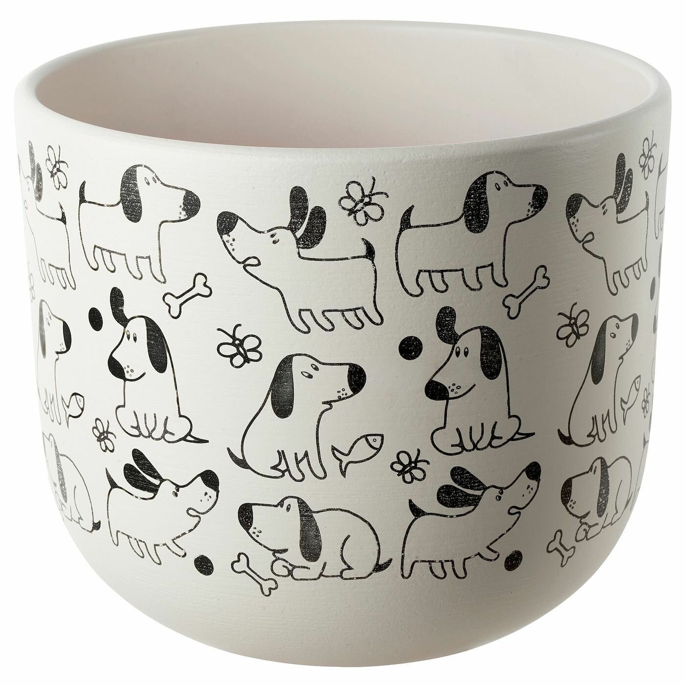 Горшок цветочный IKEA RUNDMYNTA рундминта 15 см бел/собака 105.170.31
