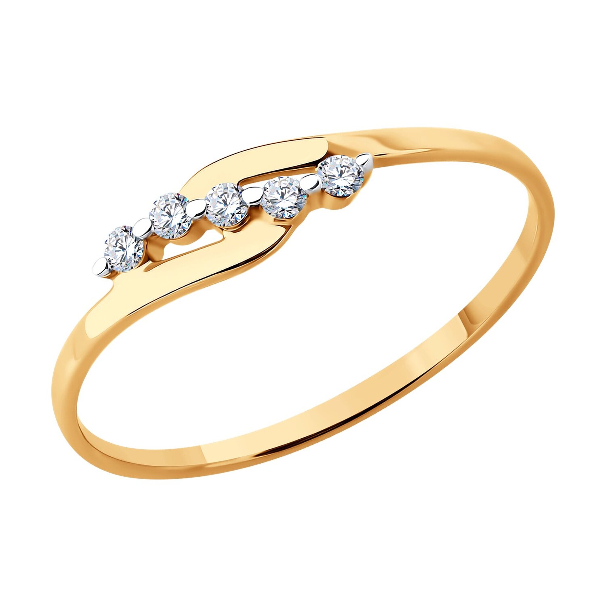 Кольцо дорожка Diamant online, красное золото, 585 проба, фианит