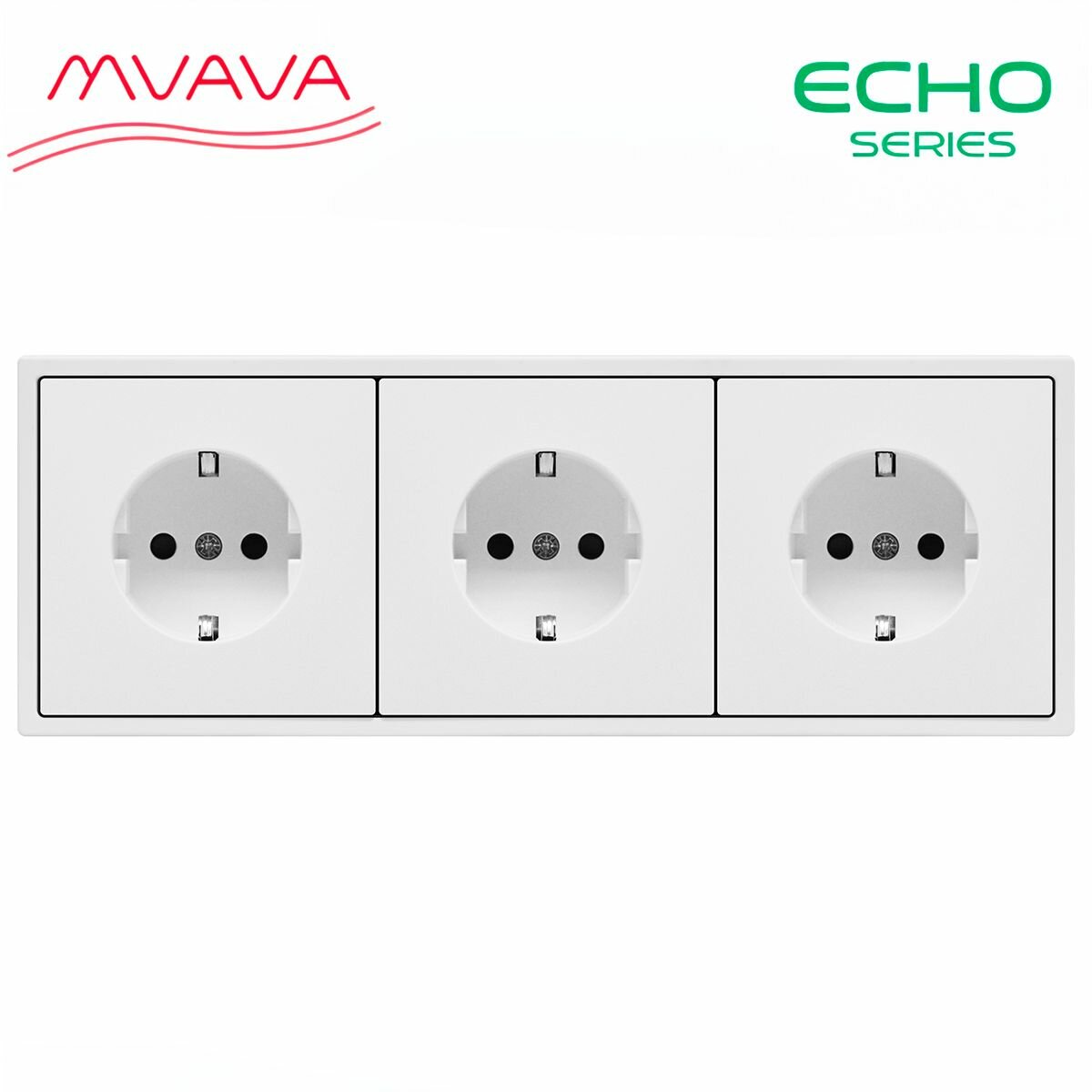 Розетка echo электрическая 3 поста 16А, пластик, цвет белый