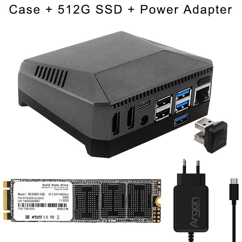 Raspberry Pi 4 Argon One M.2, алюминиевый внешний слот для SSD SATA M2, охлаждающий вентилятор с крышкой GPIO для Raspberry Pi 4 Model B