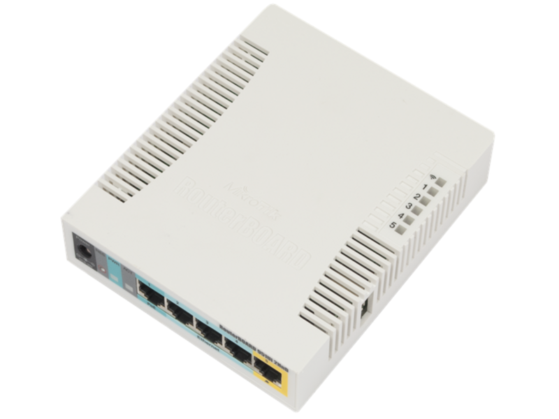 Точка доступа wi-fi MikroTik RouterBOARD 951Ui-2HnD with 600Mhz CPU, 128MB RAM, 5xLAN, built-in 2.4Ghz 802b/g/n 2x2 two chain wireless with integrated antennas, desktop case, PSU, RouterOS L4
