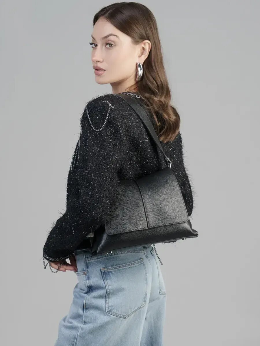 Сумка кросс-боди Paprika Bag Italy, фактура зернистая, черный — фото 1