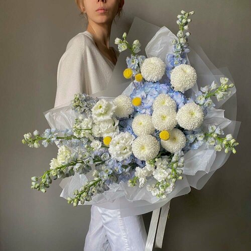 Изображение товара Премиальный букет из дельфиниума, хризантем и гортензий. Veresk 298