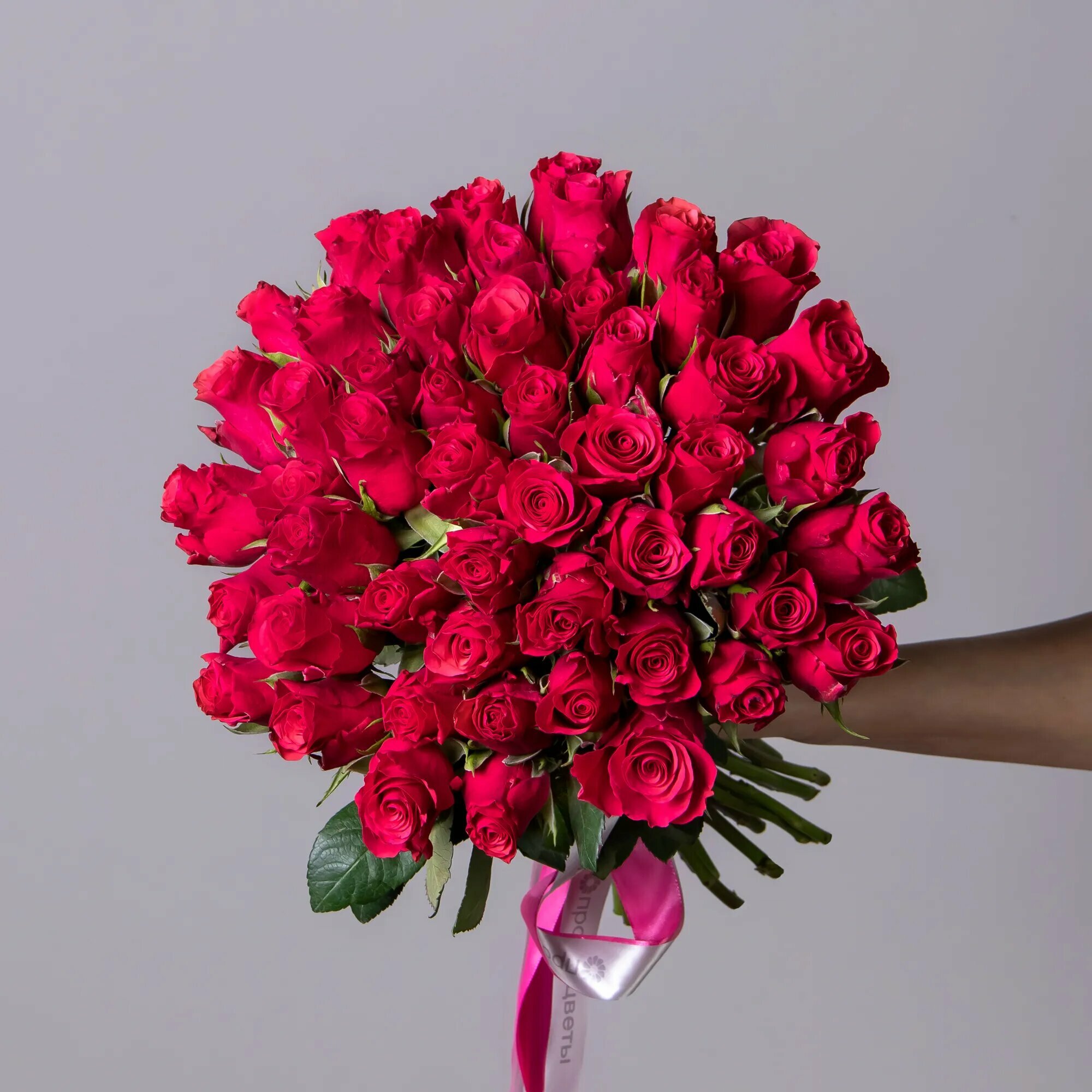 Букет из малиновых роз 51 шт Высота 40 см Премиум от "Простоцветы"
