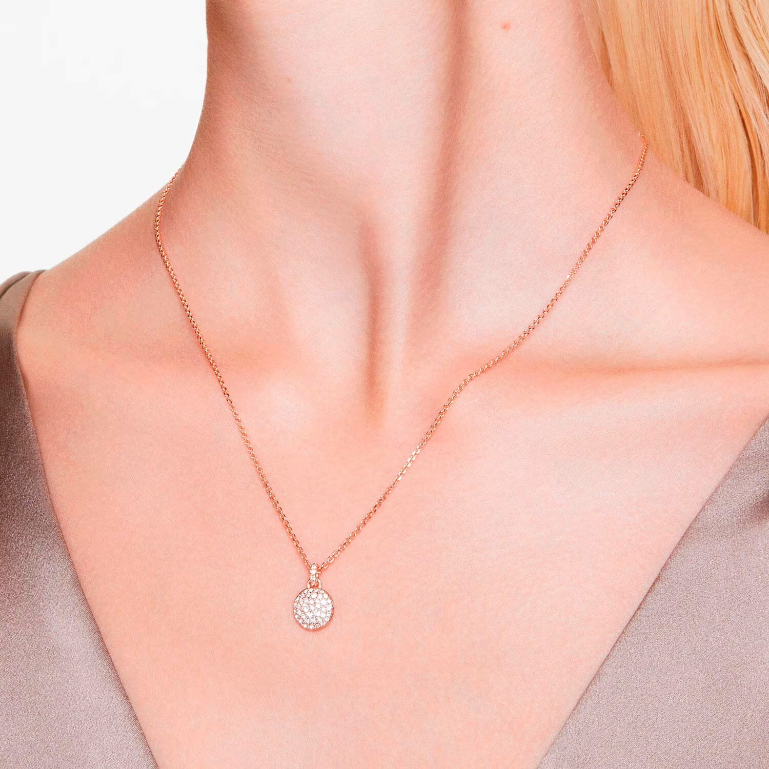 Колье SWAROVSKI, кристаллы Swarovski, длина 47 см, бесцветный, золотой — фото 1