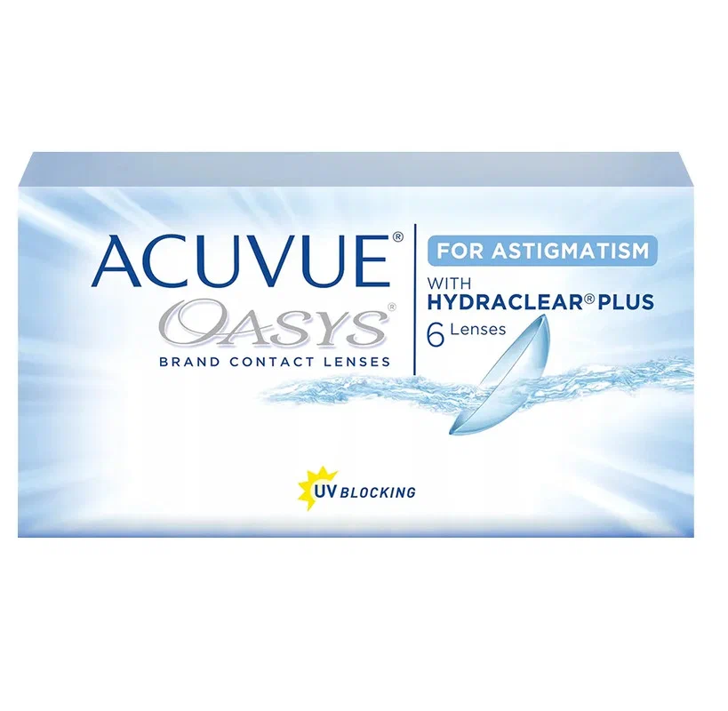 Acuvue Oasys for astigmatism with hydraclear plus (6 линз) 8.6, CYL:-1.75, AXIS: 130, -6.50
