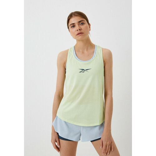 фото Беговая майка reebok running speedwick graphic tank, силуэт полуприлегающий, размер l, зеленый