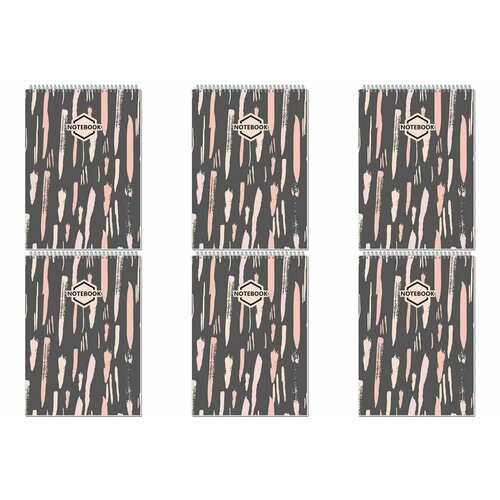 Полином Блокнот Стильный Офис, А4, 80 листов, клетка, металлический гребень, 6 шт