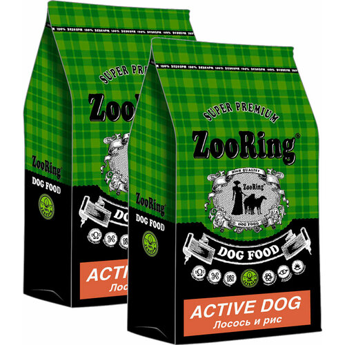 ZOORING ACTIVE DOG для активных взрослых собак средних и крупных пород с лососем и рисом (10 + 10 кг) zooring active dog для активных взр собак средних и крупных пород с мясом молодых бычков и рисом для суставов с хондрозащитными агентами 10 10 кг