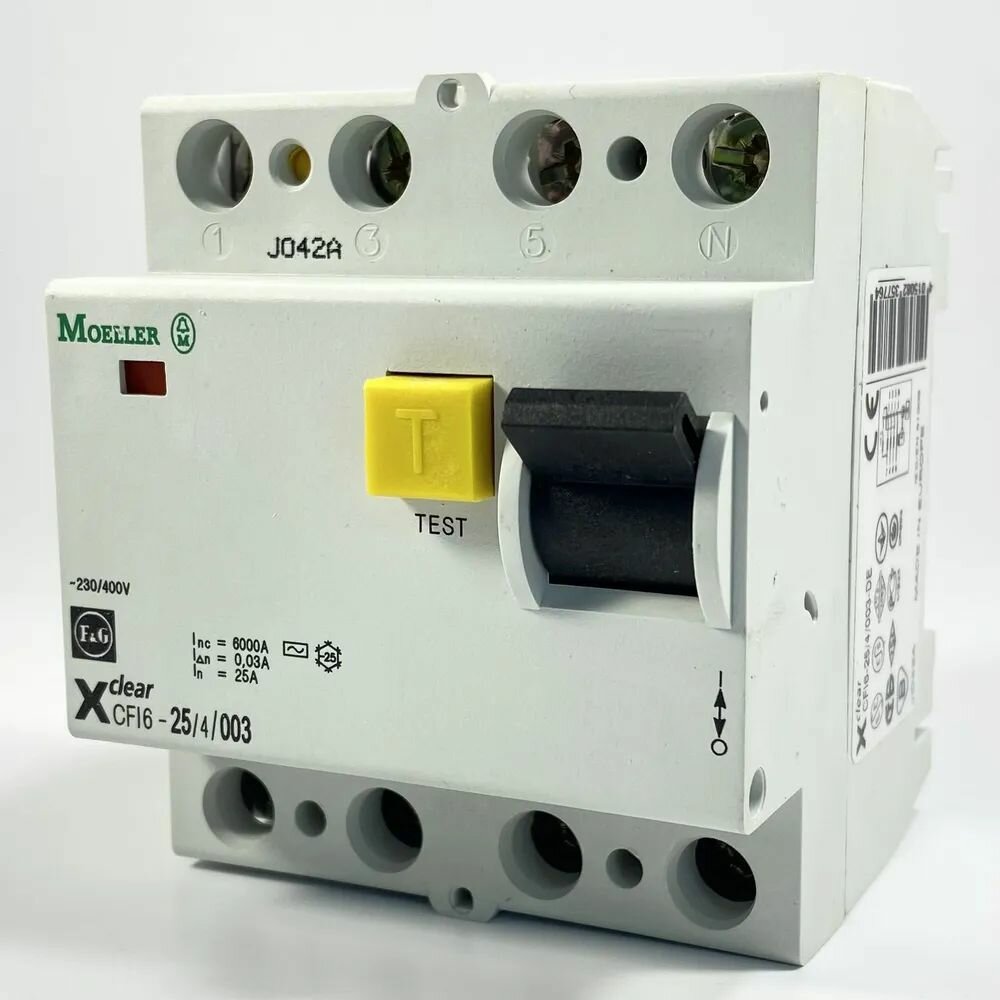 Устройство защитного отключения 25/0.03А (АС) 4 полюса устойчивость к импульсному току 250А устойчивость к КЗ 6 кА PF6-25/4/003