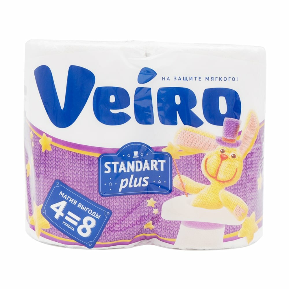 Туалетная бумага двухслойная Veiro Standart Plus 4 рулона Linia Veiro - фото №10